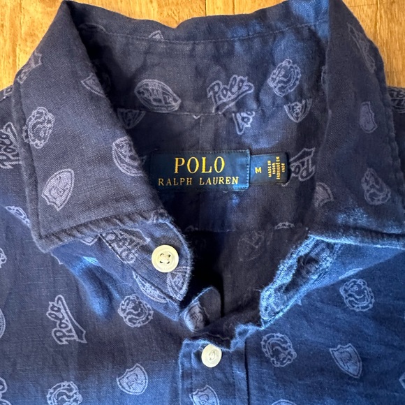**POLO RALPH LAUREN** varsity linen shirt SIZE MEDIUM - Picture 3 of 6